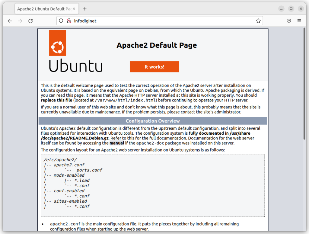 Apache web server default page