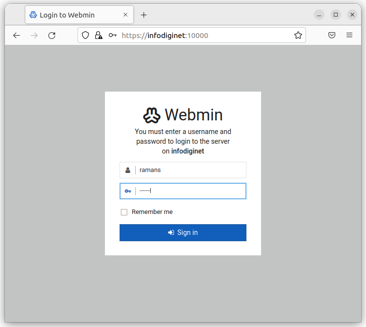 webmin login