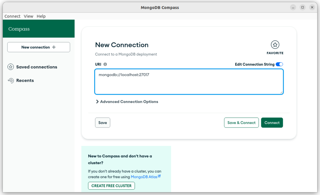 MongoDB Compass first use