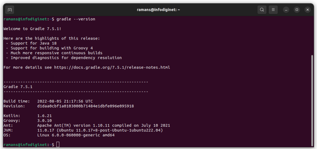 Gradle --version