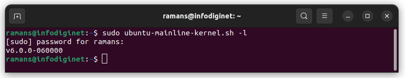 Linux Kernel V6.0.0 is the current Kernel version which is running on the system