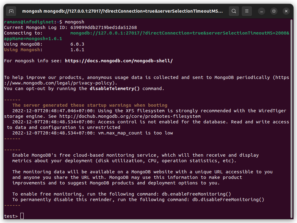 mongosh command line