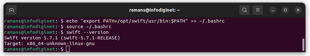 Swift version 5.7.1