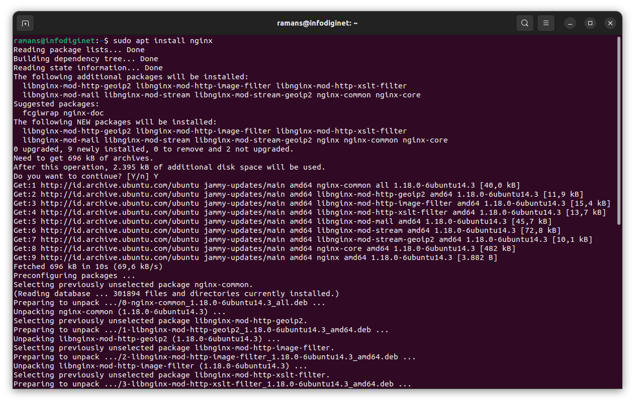 install Nginx on Ubuntu 22.04