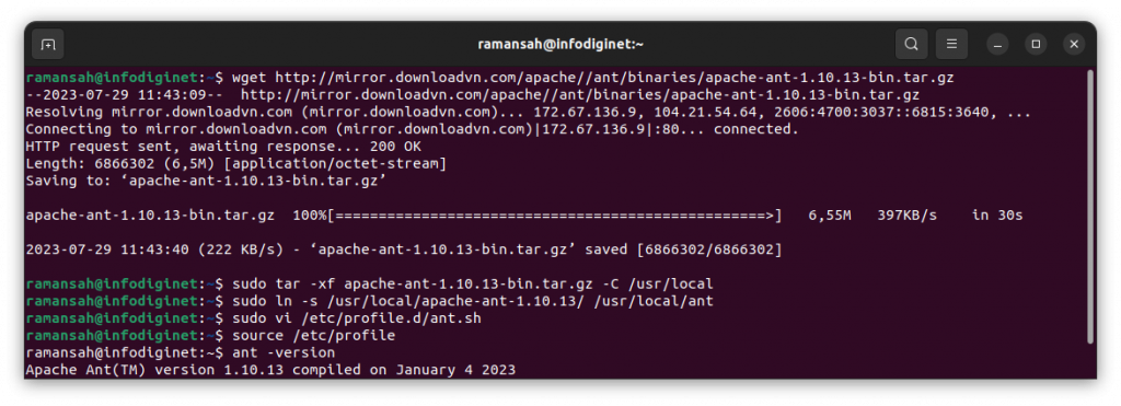 install Apache Ant on Ubuntu 22.04